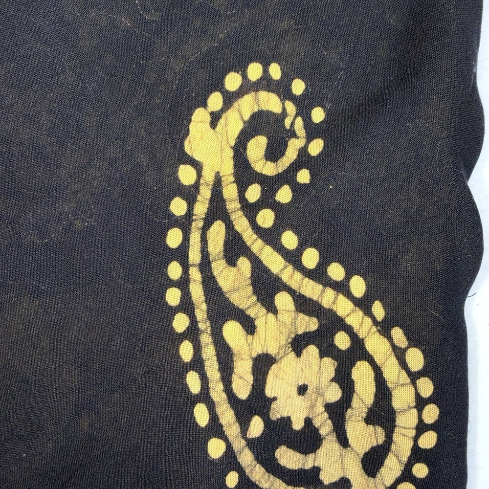 ANJLI Black Gold Batik Paisley Tunic Dress Womens Medium Boho Sleeveless Flowy - Picture 10 of 11